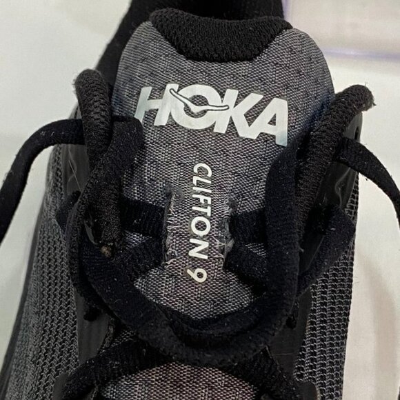 Hoka Clifton 9 Youth Black White Mesh Running Shoes Lightweight Cushion 4.5MD - Picture 11 of 13